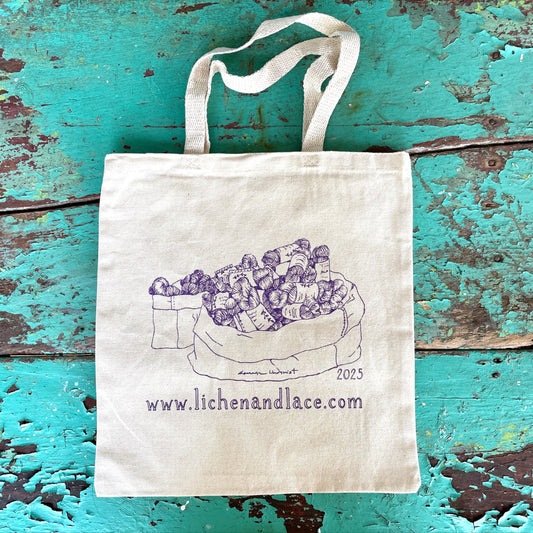 purple skeins tote bag